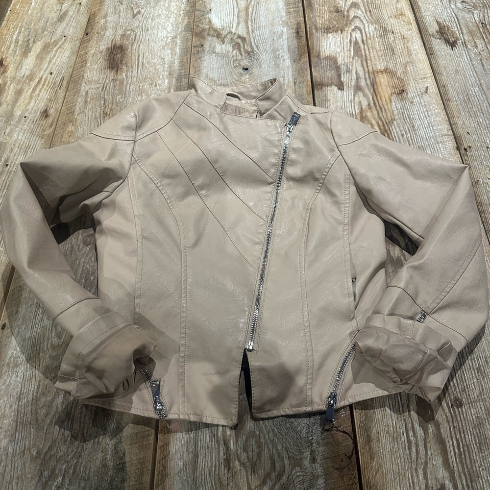 NanaMacs Beige Leather Jacket